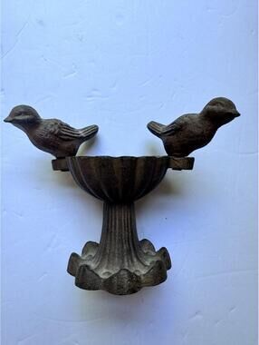 Cast Iron Mini Bird Bath Trinket Dish Cottage Core Country Rustic Door Stop